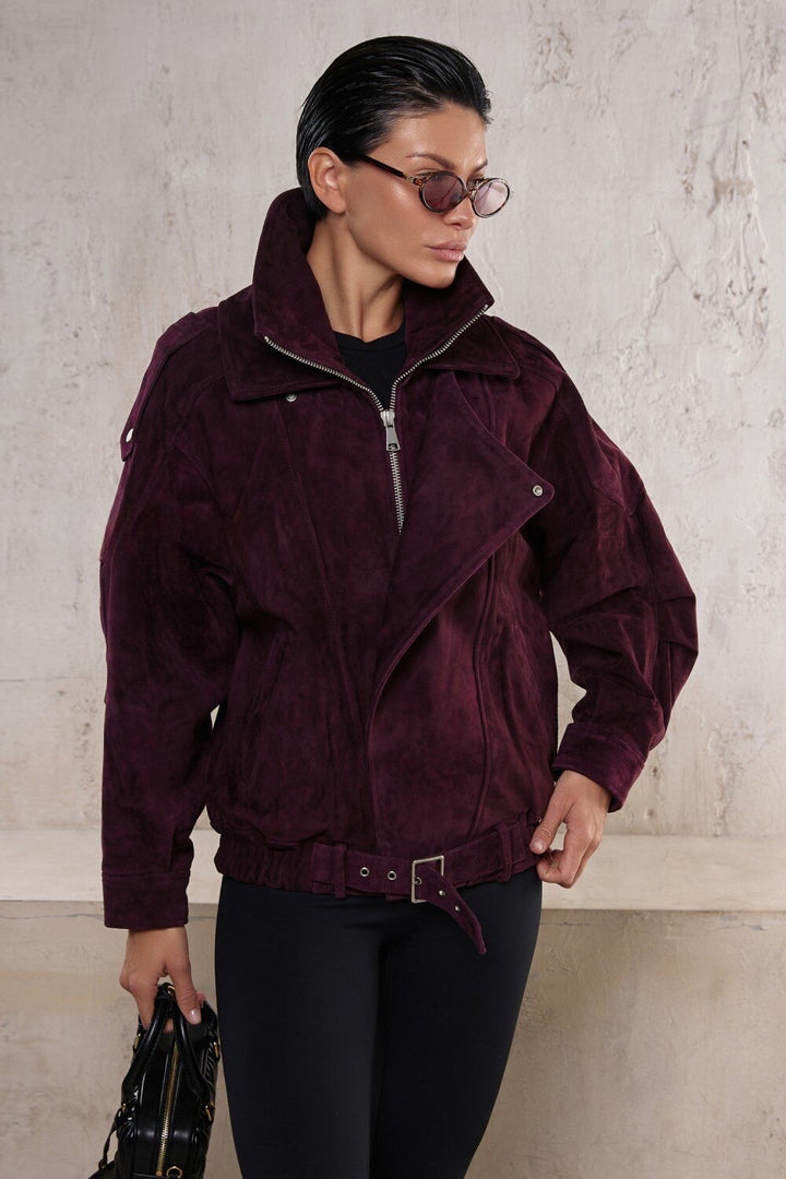 Valentina Suede Jacket Burgundy