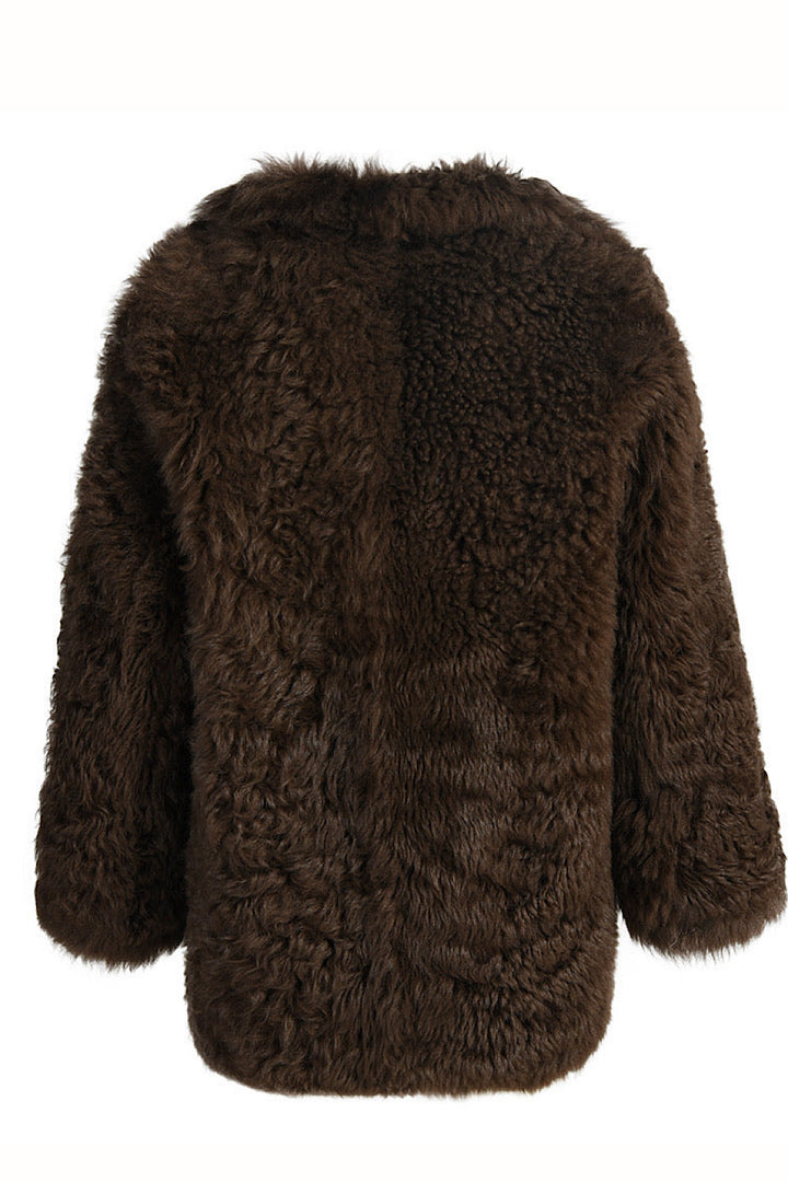 CURVY MIELA Brown Shearling Coat