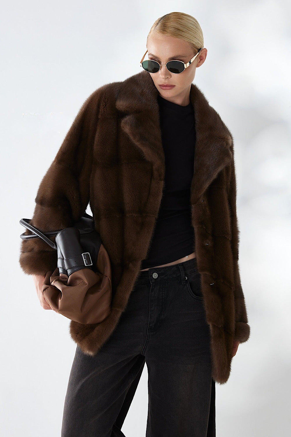 Sade Mink Fur Coat Cacao