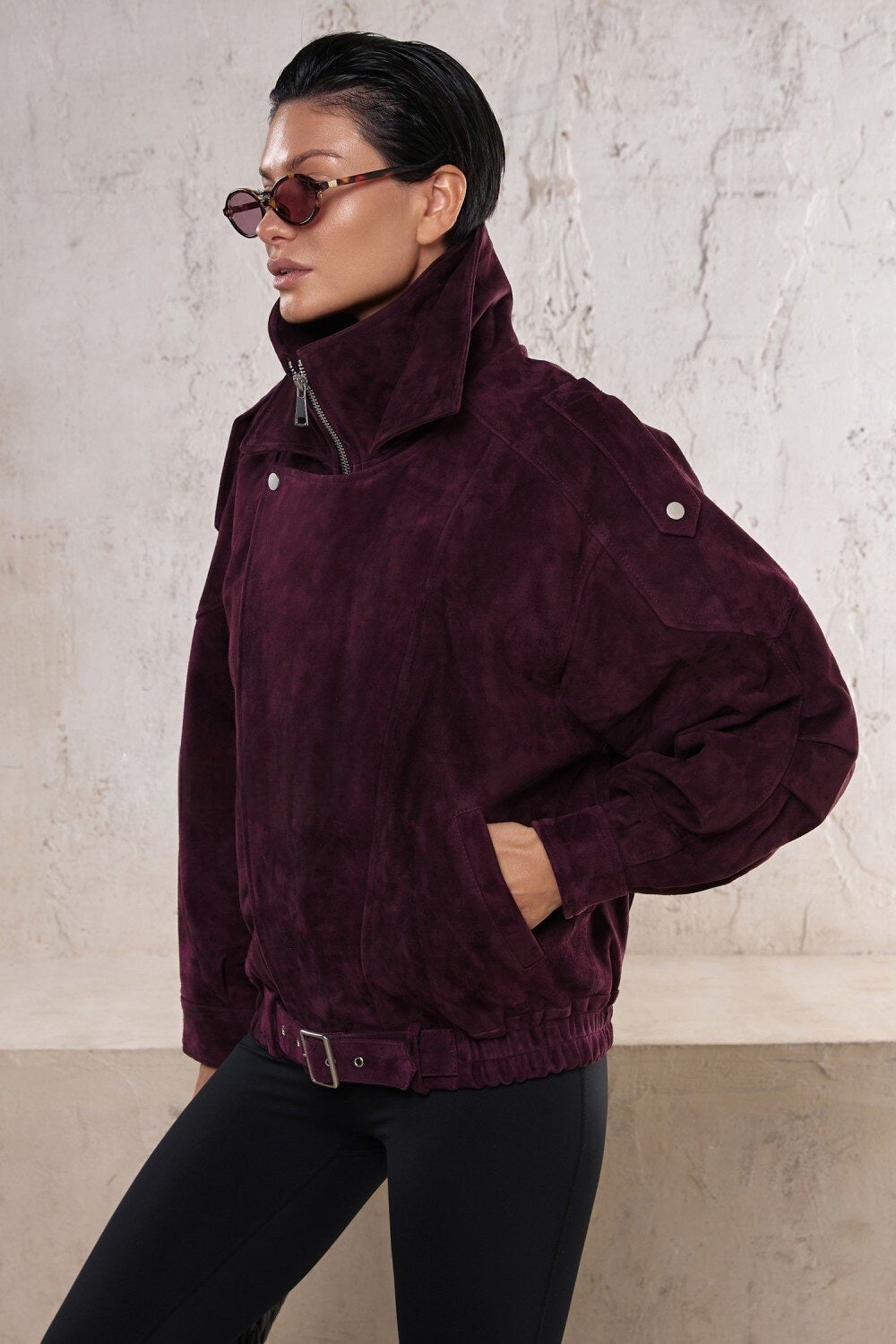 Valentina Suede Jacket Burgundy