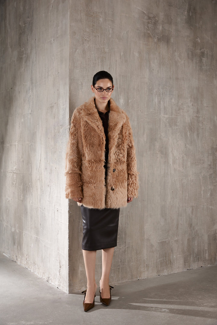 ADRIE Shearling Coat Camel
