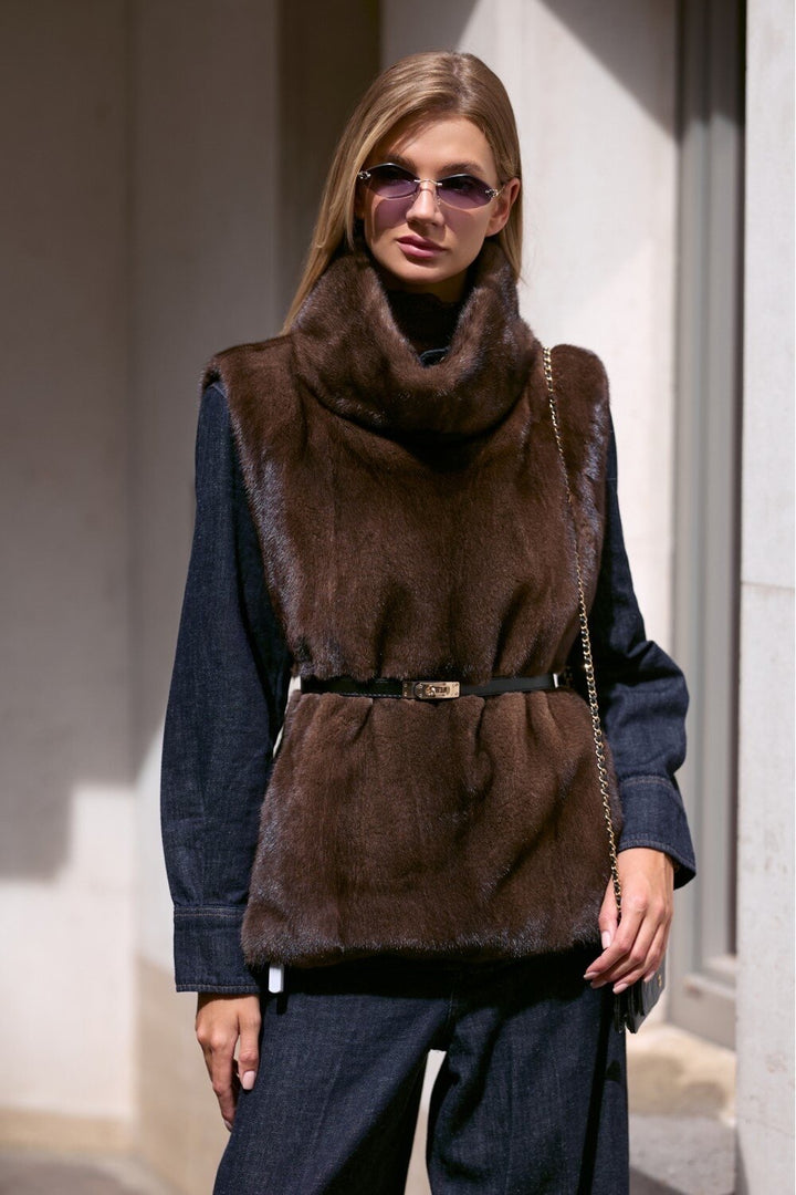 Charlotte Mink Vest Fauge