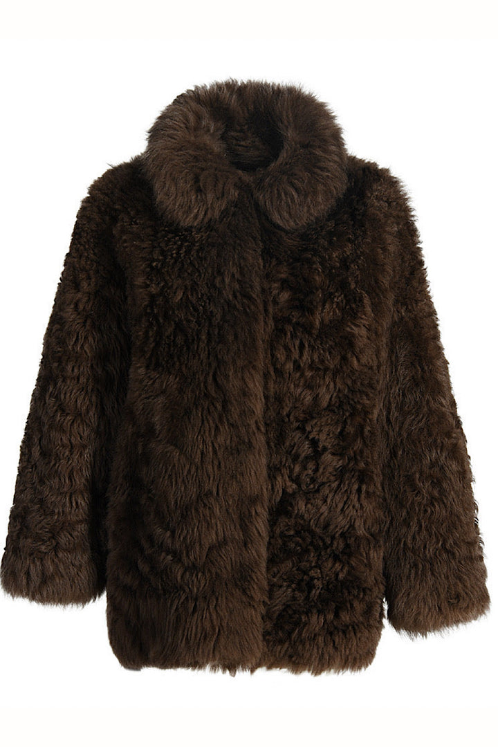 CURVY MIELA Brown Shearling Coat