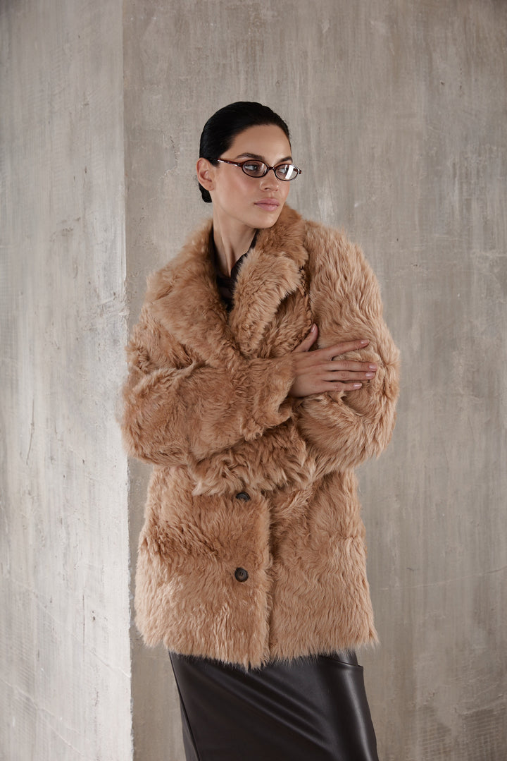 ADRIE Shearling Coat Camel