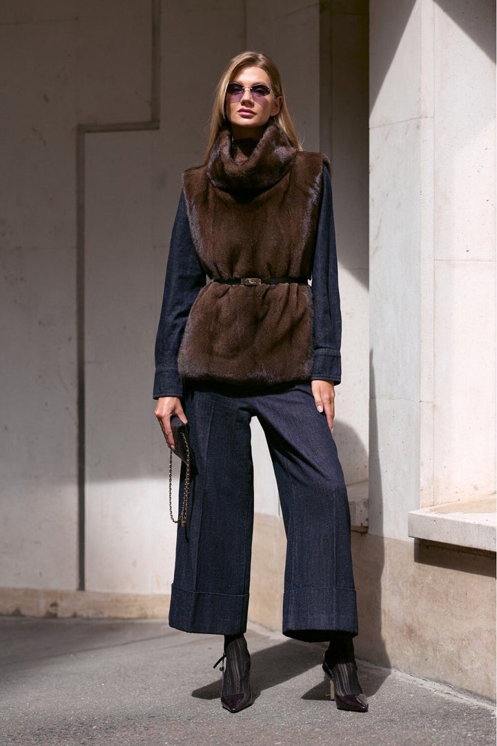 Charlotte Mink Vest Fauge