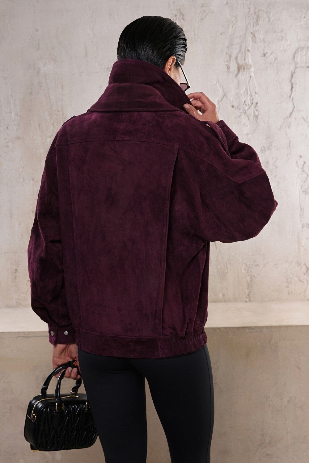 Valentina Suede Jacket Burgundy