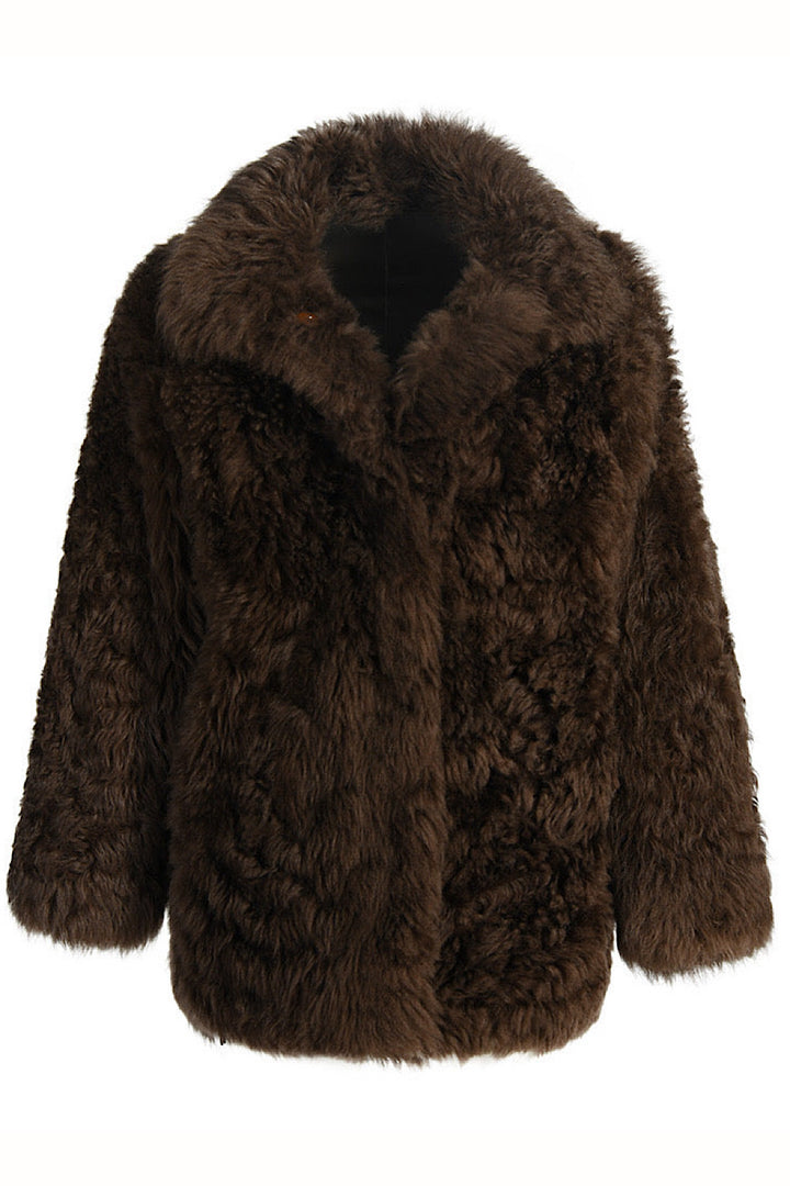 CURVY MIELA Brown Shearling Coat